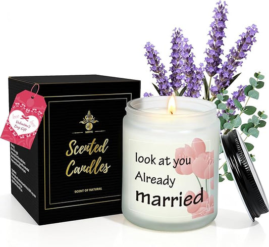 Lavender & Eucalyptus Scented Aromatherapy Candle - Natural Soy Wax, Long-Lasting, Ideal Newlywed Gift for Friend on Wedding/First Anniversary/Christmas