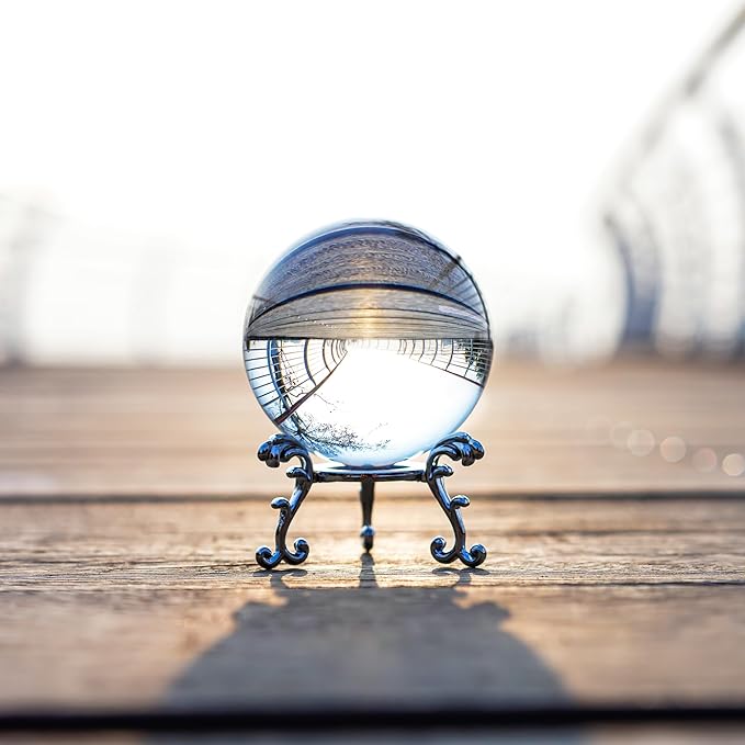 2.3in Sparkling Clear Crystal Ball with Stand 60mm Handcrafted Photography Prop for Magical Shots Elegant Home & Party Decor for Women
