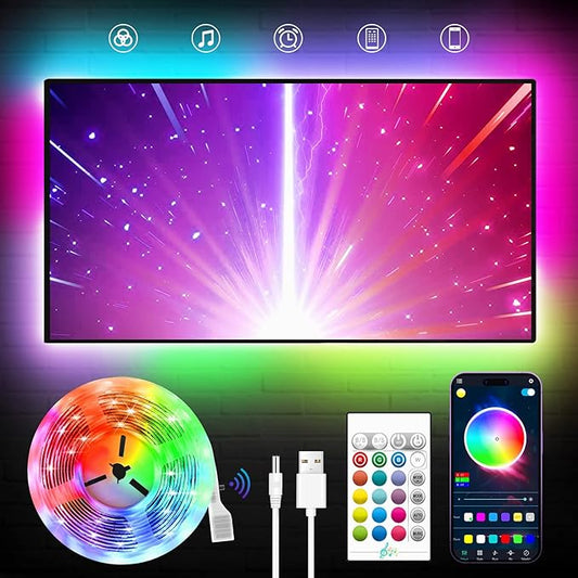 TV LED Backlight, 23ft LED Lights for 70-100 Inch TVs, RGB TV Backlight Behind with Remote, Music Sync Bluetooth APP Control Strip Lights USB Powered for Bedroom, Gaming Room, Home Décor