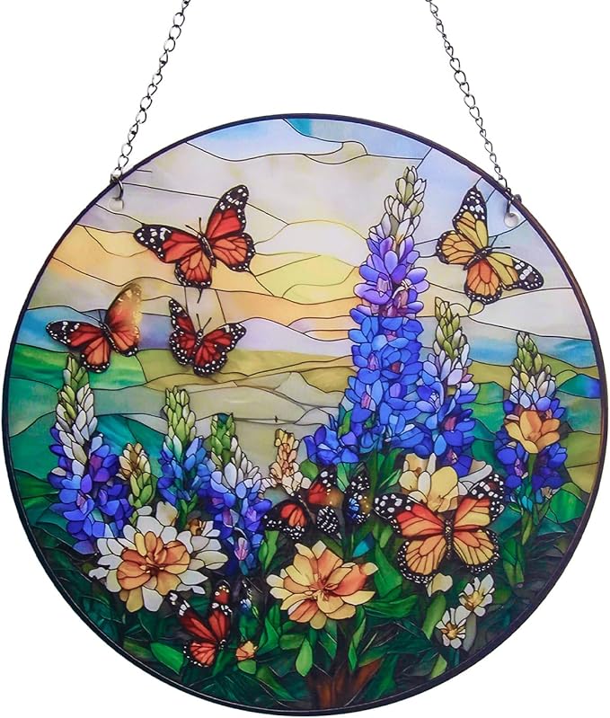 Butterfly Sun Catchers Indoor Window-Colorful Stained Acrylic Hanging for Window Doors Home Decoration,Christmas,Thanksgiving Day,Mother's Day Birthday Gift for Women,Men,and Mom(6in)