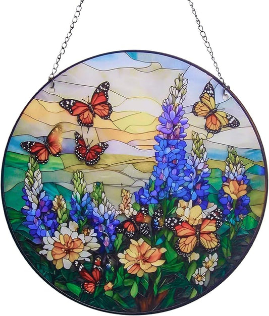 Butterfly Sun Catchers Indoor Window-Colorful Stained Acrylic Hanging for Window Doors Home Decoration,Christmas,Thanksgiving Day,Mother's Day Birthday Gift for Women,Men,and Mom(7.8 in)