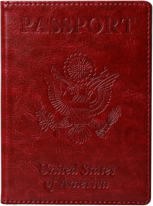 TIGARI Passport Holder for Travel Women Men, Valentines Day Gifts PU Leather Wallet Cover Case Sleeve, Waterproof Protected Document Organizer, Vacation Plane Cruise Travel Essentials