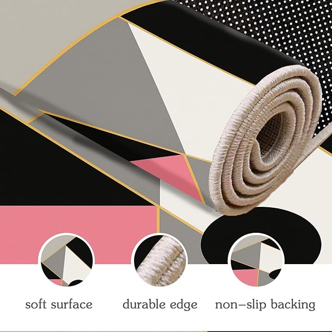 Abstract Geometry Rug - 5x6 Area Rug, Modern Geometry Area Rugs, Minimalist Aesthetics Carpet, Washable & Non Slip & Soft Rugs Home Decor