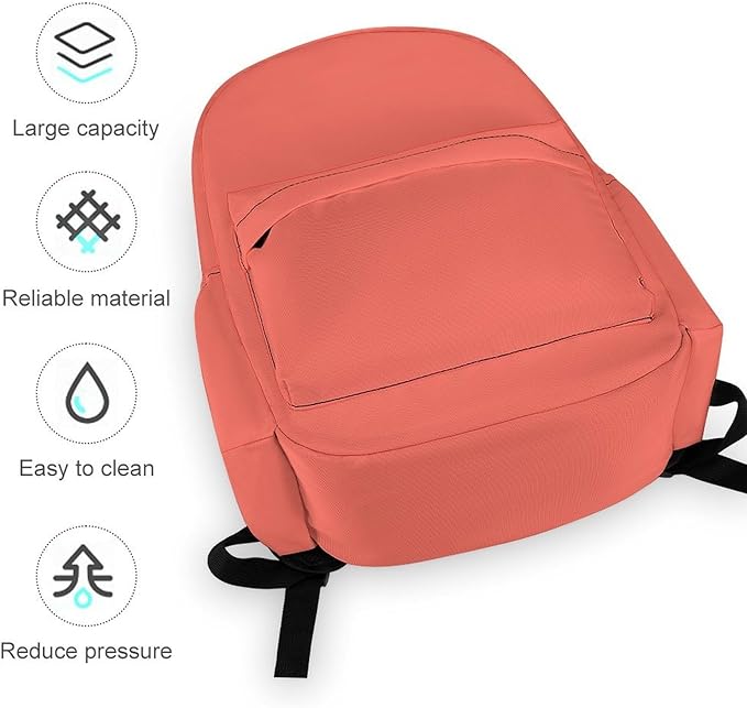 Living Coral Backpack Adult Travel Daybag for Women Men College Backpack for Vacation Hiking Camping Bag