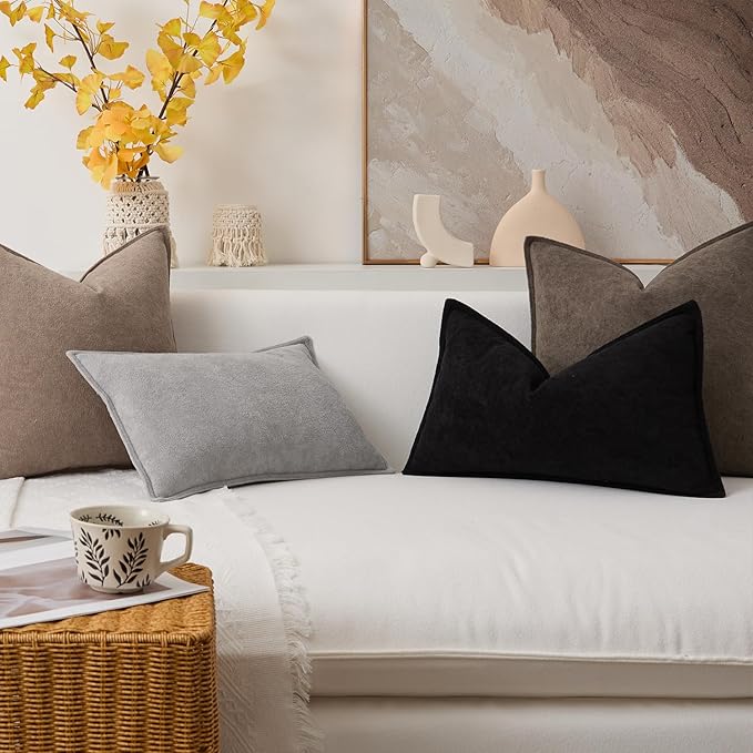 Kevin Textile Waterproof Decorative Pillow Covers Taupe 18x18 Inch Pack of 2 Soft Boucle Textured Throw Pillowcases Elegant Accent Pillows for Couch Sofa Chair Bed Home Decor Indoor Outdoor