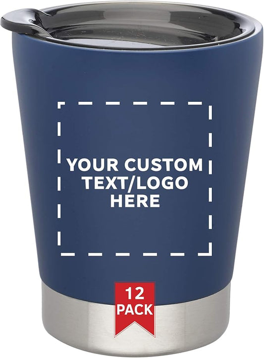 Personalized 12 oz. Itsy Vacuum Insulated Travel Mugs - 12 Pack - Custom Text, Logo - Blue