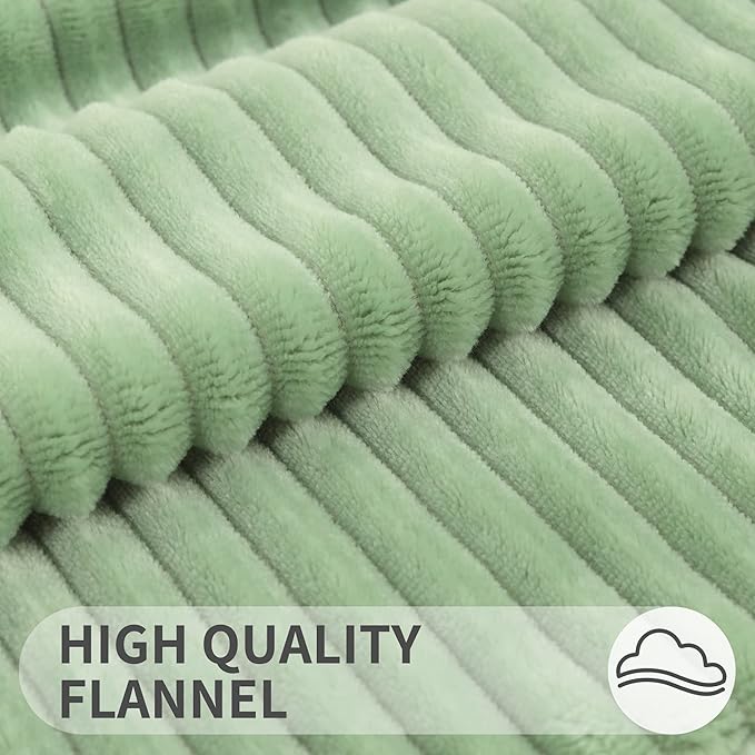 Simmore Decorative Spring Throw Pillow Covers 20x20 Set of 2, Soft Natural Plush Flannel Double-Sided Fluffy Couch Pillow Covers for Sofa Living Room, Sage Green