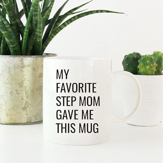 Andaz Press 11oz. Funny Coffee Mug Gag Gift, My Favorite Step Mom Gave Me This Mug, 1-Pack, Son Daughter Birthday Christmas Sarcastic Humor Gift Ideas