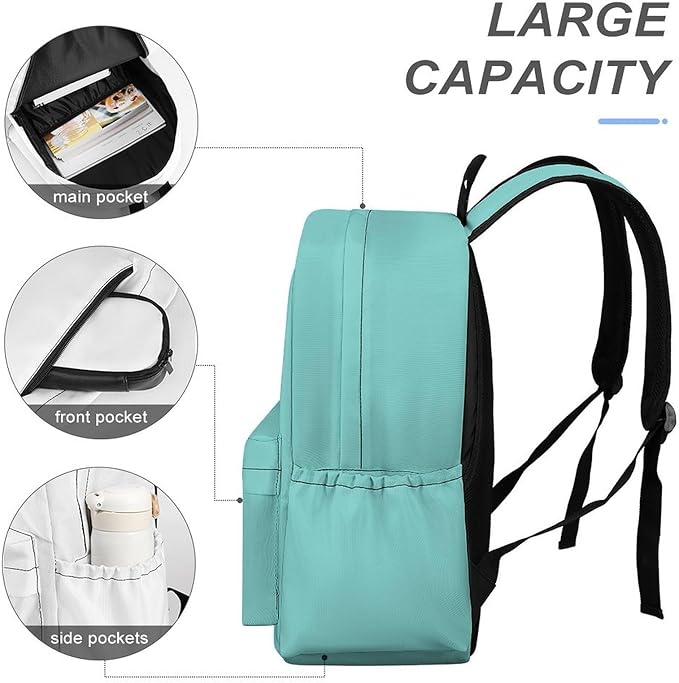 Pale Cyan Backpack Adult Travel Daybag for Women Men College Backpack for Vacation Hiking Camping Bag