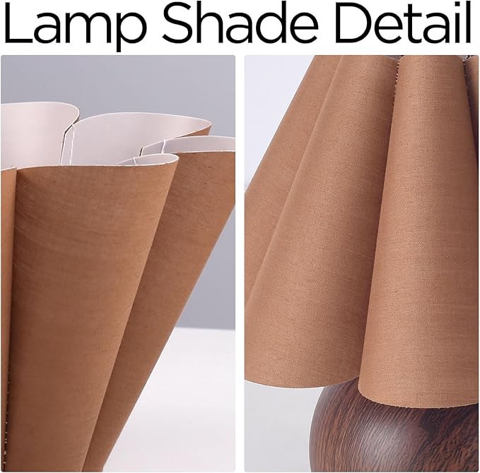 KUNJOULAM Cute Small Table Lamp, Modern Bedside Nightstand Lamp with Coffee Fabric Lampshade, Metal Base for Bedroom Home Office Decor (Without Buld)