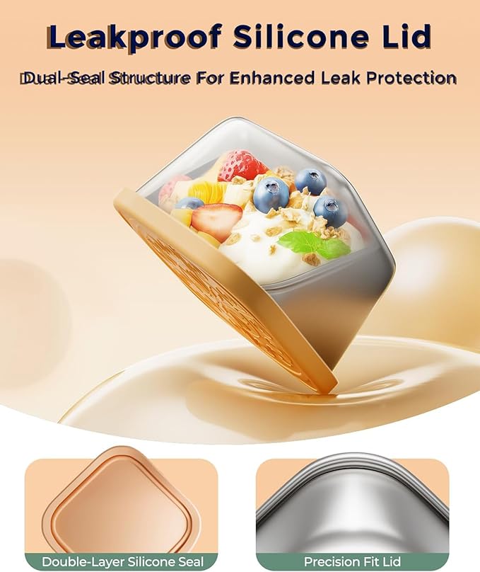 Dobyusf 24-Piece Stainless Steel Snack Container Set - Airtight Silicone Lid with Printed Design Sauce Containers, Multi-Use Food Storage for Salads, Dips, Snacks, Microwave & Dishwasher Safe
