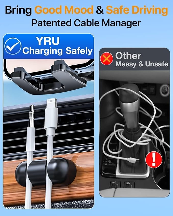 YRU True Military-Grade [360° Rotation Suction] 2026 Ultimate Car Phone Holder Mount 【90+LBS Safest Strongest & Patent Certs】 Dashboard Windshield Vent for iPhone 17 16 Pro Max Samsung, Gloss Black