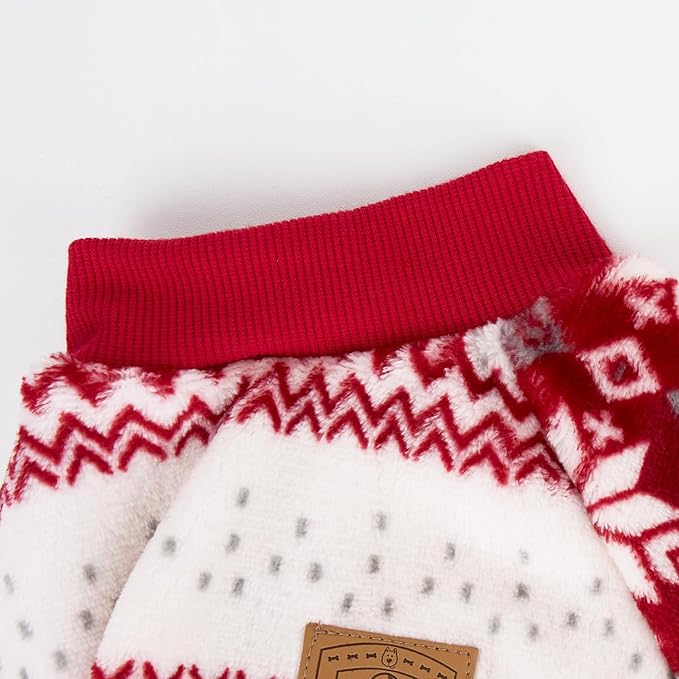 XPUDAC Dog Christmas Pajamas Fleece Dog Sweater for Small Medium Dogs Girl Boy Winter Puppy Clothes Holiday Pet Outfit, L