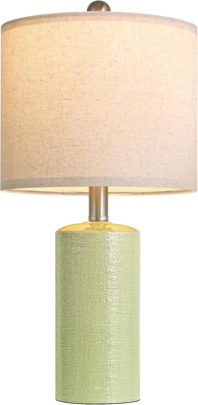20.5" Small Table Lamps for Living Room Lamp Single Ceramic Lamps for Bedroom Bedside Lamps Modern Boho Lamps for Night Stands Farmhouse Nightstand Lamp Side End Table Lamp, Light Green