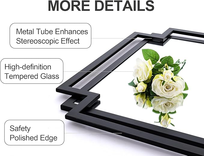 24" x 47" Large Black Mirror for Wall Decor, Elegant Living Room Mirror with Irregular and Rectangular Metal Frame, Modern Bathroom Mirror Above Sink