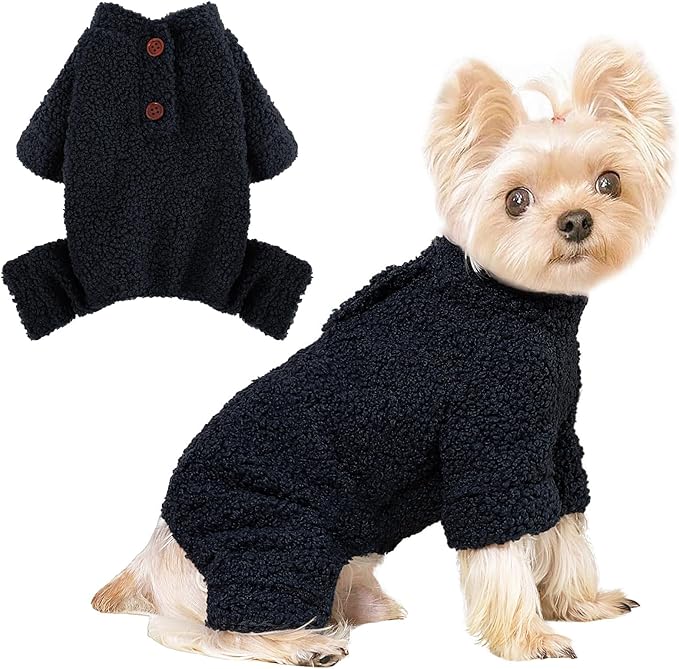 Dog Sweaters for Small Dogs Winter Dog Pajamas Sized Dogs Boy Girl Fleece Pet Clothes Puppy Outfit 4 Legs Jumpsuits for Chihuahua Yorkie Cat Apparel (Blue, X-Small)