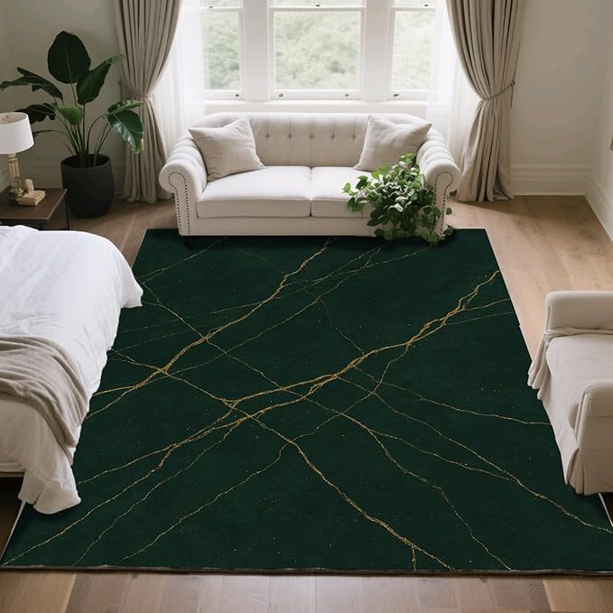 Luxury Marble Rug - 2x4 Rug, Abstract Marble Hallway Rugs, Modern Art Runner Rugs, Washable & Non Slip Small Carpet Home Decor