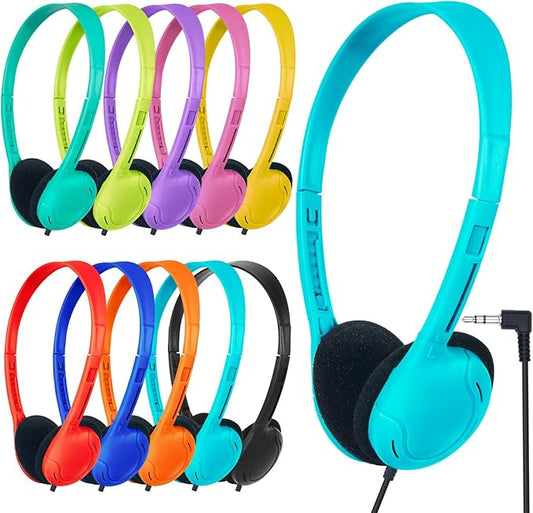 Kids Headphones Bulk 15 Pack for School Classroom Wired Headphones for Kids Students Children Boys Girls Teen and Adult 3.5 mm Jack Multi Color (10 Mixed Colors)