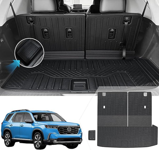 JOULARISE Cargo Mat for Honda Pilot 2026 2025 2024 2023, All Weather TPE Trunk Mat with Backrest Mat Left Storage Tray Mat Car Accessories for Pilot (Trunk Mat with Backrest Mats)