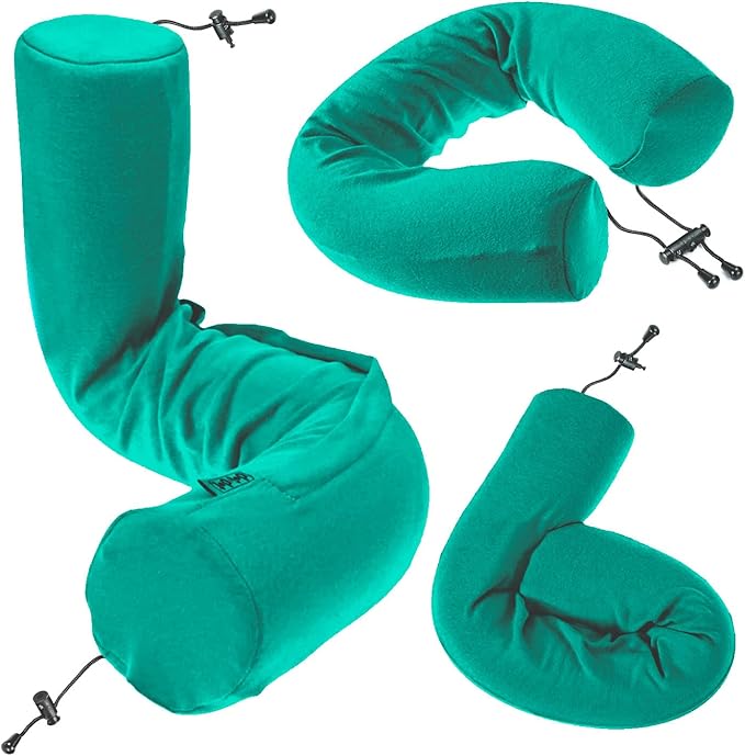 Dot&Dot Twist Memory Foam Travel Pillow for Airplanes - Travel Neck Pillow for Sleeping - Airplane Pillow for Neck Support - Adjustable, Bendable Neck Roll Pillow