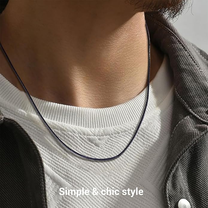 Leather Necklace Cord with Stainless Steel Clasp, Black/Brown Color Waterproof Wax Rope Chain 2mm 3mm Wide Braided Cord String Necklaces for Men Women 16"-30"