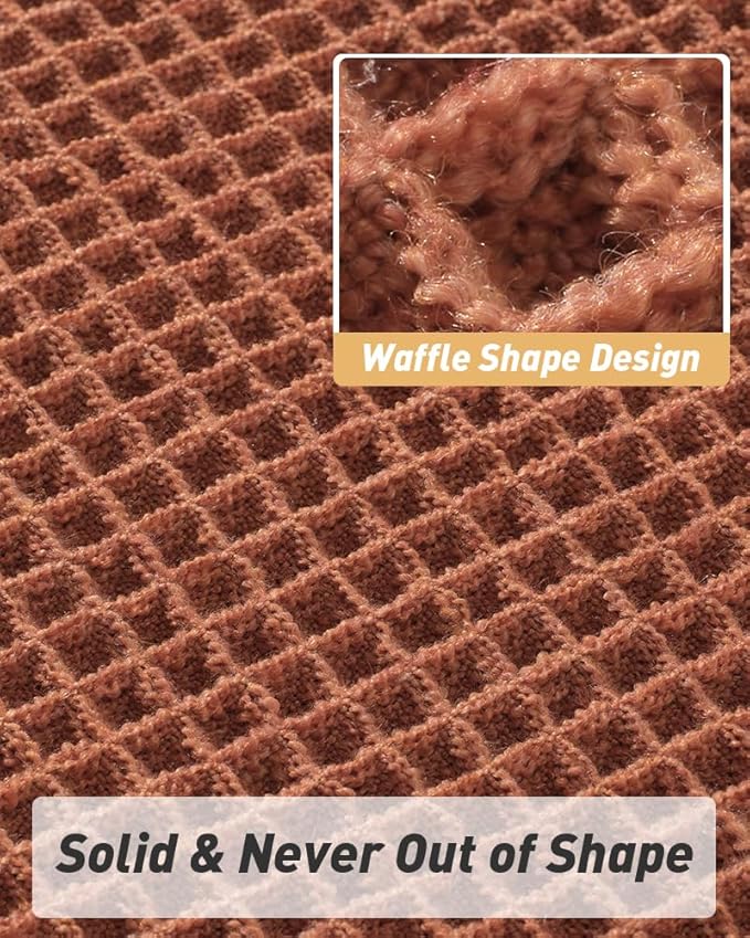 AMOAMI Upgraded Waffle Bath Mat, Super Absorbent Non Slip Bath Mats for Bathroom Floor, Machine Washable Bathroom Rugs with Tassels, Rubber Backed Bathroom Mats, Ultra Soft, 24" x 36", Dirty Orange