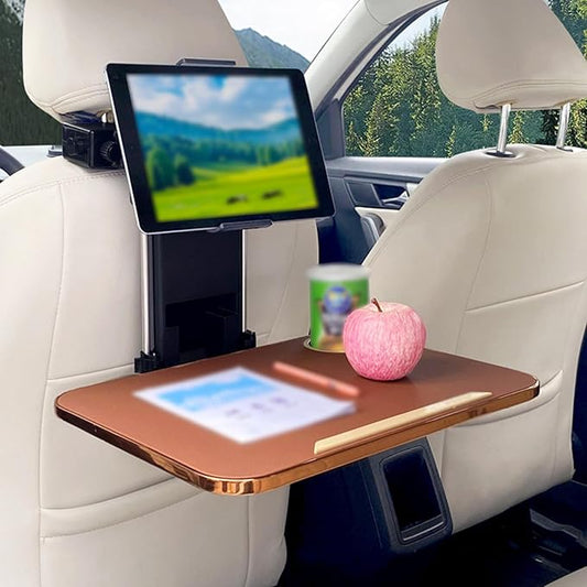 Small Car Travel Table Food Tray Multi Functional Car Backseat Tray Table,folding Car Desk for Laptop Passenger Seat Desk Car Laptop Holder for Working, Writing, Eating.(Brown)