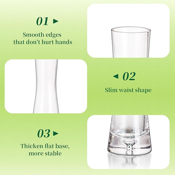 Hewory Glass Bud Vases for Centerpieces Set of 36, Handmade Modern Clear Small Skinny Decorative Single Flower Vase, Minimalist Slim Floral Vase for Home Wedding Party Events Table Decor, 7.87"