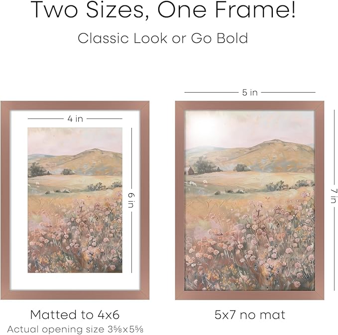 Homeforia 5x7 Picture Frame Mocha, High End Metal 5 x 7 Mocha Frames with Mat 4 x 6 for Art, 5x7 Desk Frame Matted to 4x6 inch Photo, 5 by 7 Wall or Tabletop Frames, Tempered Glass, Wall Kit, Set of 1
