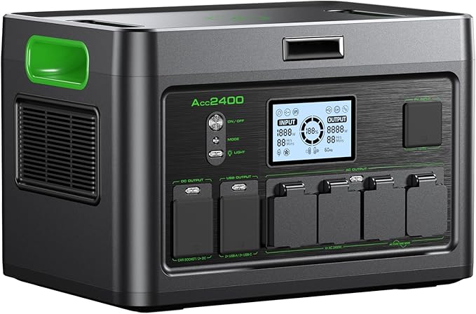 Portable Power Station 2400W, 1843Wh LiFePO4 Solar Generator, 4800W Peak, 12 Ports with 4 AC Outlets & 100W USB-C PD, Ultra-Fast 2H Charging for Home Backup, RV Camping, Emergency Power Outages