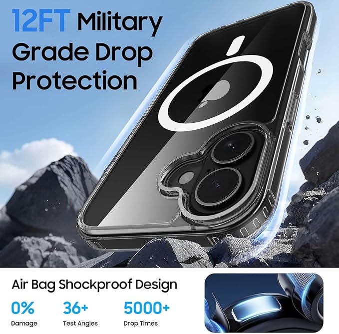 Ntwinro Magnetic for iPhone 16 Clear Case (Compatible with MagSafe) with Black Detachable Wallet & Card Holder for 3 Cards [RFID Blocking] Military Grade Protective Slim Phone Cover