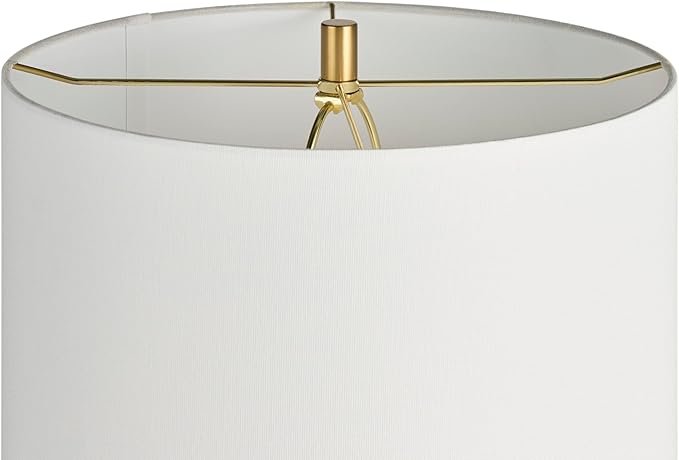 Nourison 28" White Textured Ceramic Ripple Table Lamp for Modern Living Room, Dining Room, Bedroom, Bedside, Reading