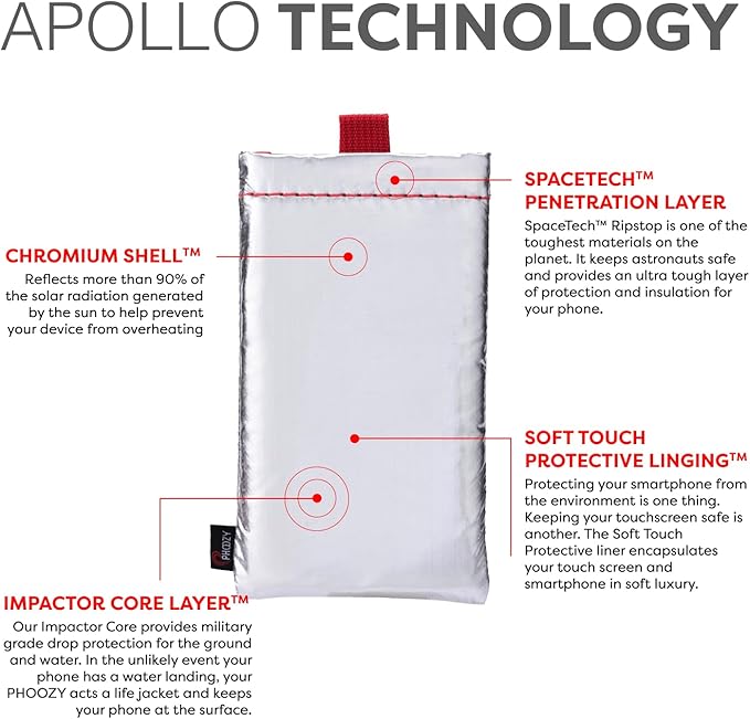 PHOOZY Apollo Thermal Phone Case | Insulated Phone Pouch Extends Battery Life 3X in Freezing Weather | Cold Resistant Drop Protection | Military Grade Water Resistant | Large | Silver