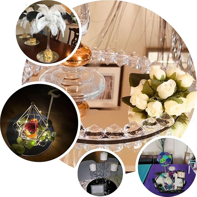 Efavormart 14" Round Glass Mirror Wedding Party Table Decorations Centerpieces - 4 PCS