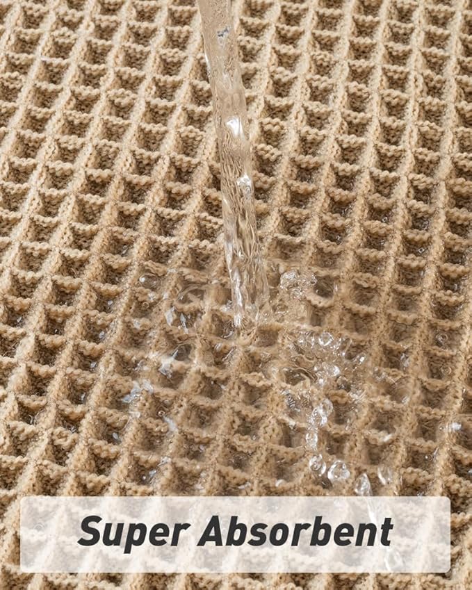 AMOAMI Upgraded Waffle Bath Mat, Super Absorbent Non Slip Bath Mats for Bathroom Floor, Machine Washable Bathroom Rugs with Tassels, Rubber Backed Bathroom Mat, Ultra Soft, Brown, 24" x 36"