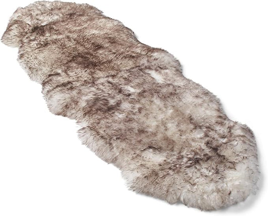 Real Sheepskin Rug 2x6 ft | Sheepskin Rugs for Living Room and Sofa | Bedside Rugs for Bedrooms | Large Fluffy Rug is Breathable & Heat-regulating in Color Snow Peak