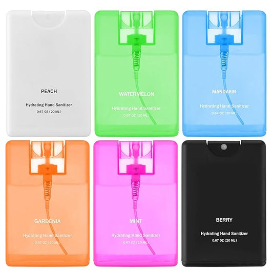6 Pack Hand Sanitizer Spray Bulk Travel Size Hand Sanitizer Spray Mini Hydrating Pocket Gifts for Coworker Staff Teacher Holiday Favor(Clear,Classic)