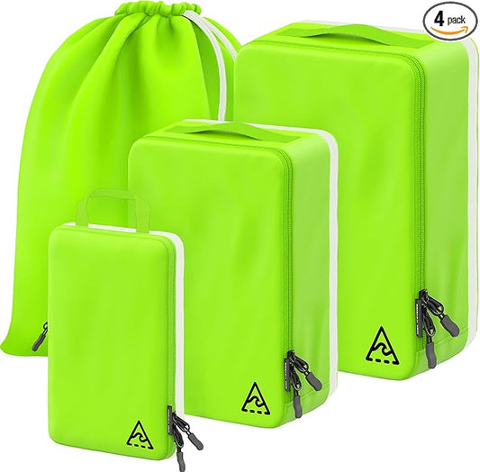 4-Piece Luxury Compression Packing Cubes & Bags for Travel – Maximize Space in Luggage with HybridMax Double-Capacity Design, 50 Luggage Tags, Patented Suitcase Organizer Bags, Lifetime Satisfaction