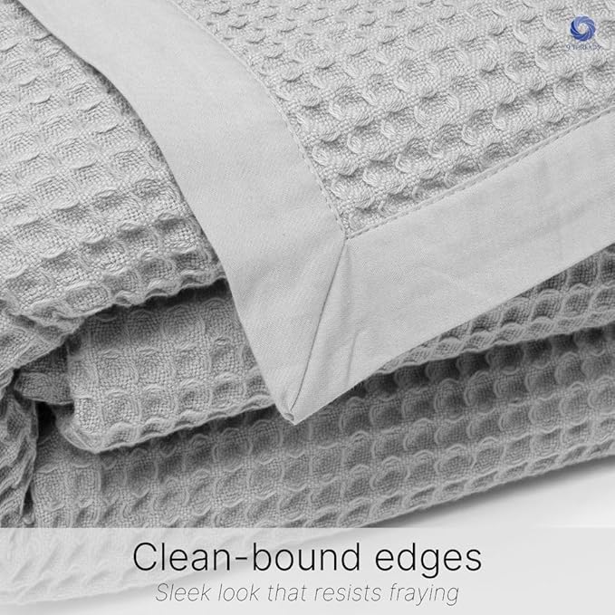 GOTS Certified Organic Cotton Waffle Weave Cozy Throw Blanket, 50"X60", Modern Home Decor, Soft Bed Blanket - Scottish Grey