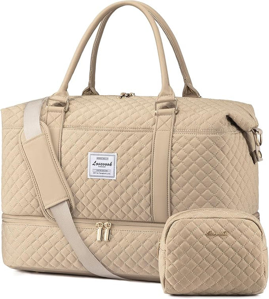 LOVEVOOK Travel Duffle Bag,Weekender Bags for Women with Shoe Compartment，Carry on Overnight Bag with Toiletry Bag,Gym Duffel Bag with Wet Pocket, Hospital Bags for Labor and Delivery