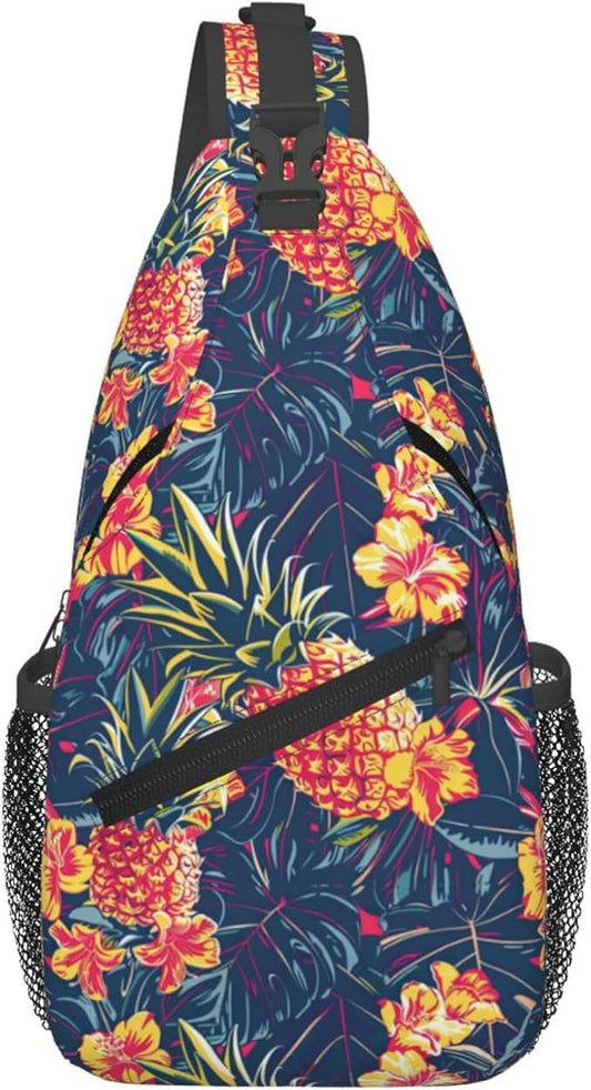 Hawaii Tropical Palm Sling Backpack Crossbody Bag Casual Chest Bags Travel Hiking Daypack Shoulder Bag for Women Men