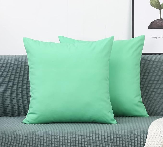 TangDepot Handmade Decorative Solid 100% Cotton Canvas Throw Pillow Covers/Cushion Covers, 45 Colors Available - (14" x 14", Mint Green)