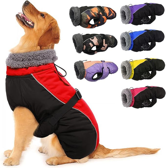 IECOii Extra Warm Dog Coat - Reflective Adjustable Dog Jacket with Buckle Fleece Turtleneck for Cold Weather - Soft Winter Coat for Small, Medium, Extra Large Dogs