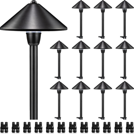 SUNVIE Low Voltage Landscape Lights 3W LED Aluminum Pathway Lights 12 Pack 3000K Waterproof Black Model LSBWB0312C