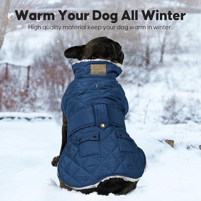 KYEESE Dog Coat Soft Dogs Jacket with Pocket Warm Pet Winter Puffer Coat with Leash Hole Waterproof Pets Clothes for Cold Weather Thick Dog Coats for Medium Dogs Windproof Pet Sweater