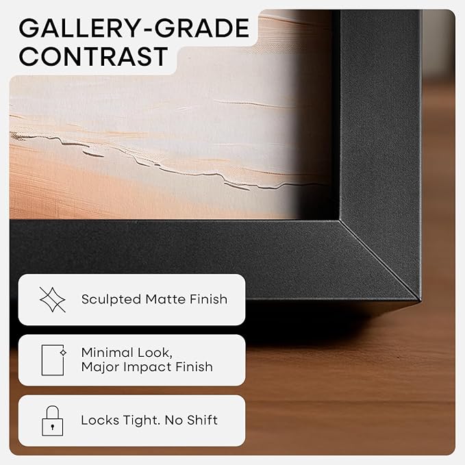 Homeforia 24x24 Picture Frame Black, High End Metal 24 x 24 Large Square Poster Frame Matted to 20 x 20 in Photo, 24by24 Thin Black Frames with Mat 20x20 inch Print, Tempered Glass, Wall Kit, Set of 2