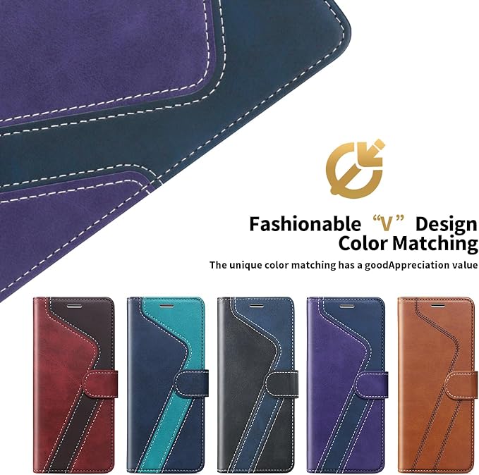 CIVICASE for iPhone 16 Plus Wallet Case,PU Leather Flip Case RFID Blocking Credit Card Holder Folio Magnetic Stand TPU Shockproof Cover Compatible with iPhone 16 Plus, Purple Blue