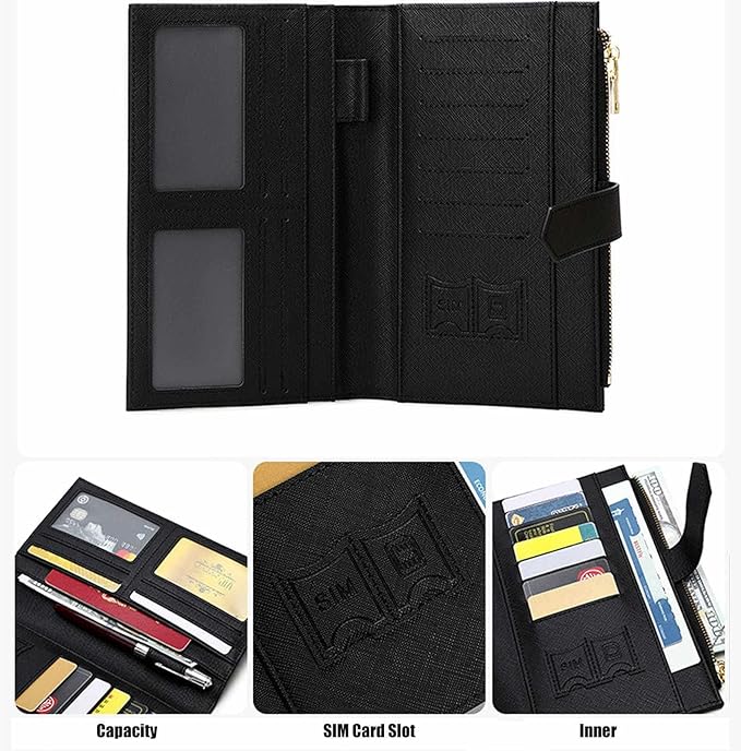 Waterproof Family Passport Organizer with RFID Blocking Genuine Leather Document Holder Card Slots Travel Wallet for Women Men Black (Beige)