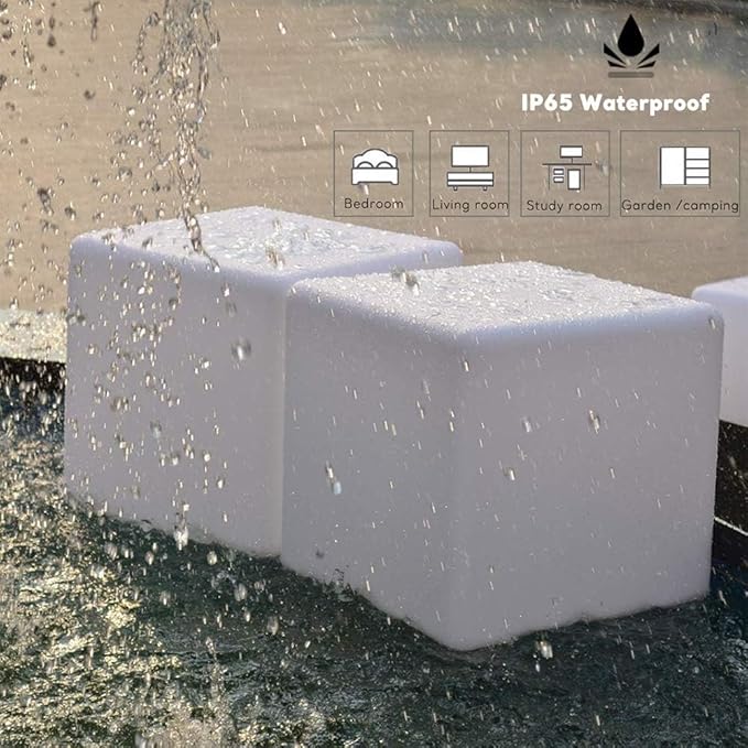 16-inch LED Cube Light, Rechargeable Cube Light Table w/Remote, 16 Colors Dimmable Glow Lamp Chair, Waterproof Glowing LED Furniture Side Seat Mood Lighting for Home Party Patio Decor