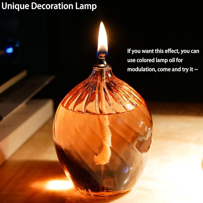 Refillable Liquid Petite Glass Oil lamp, Sturdy Borosillicate Glass Oil Candle, Unique Internal Thread Appearance for Fine Dining & Restaurants or Home
